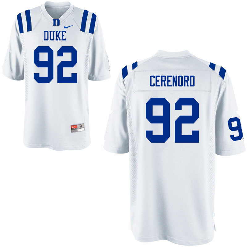 Men #92 Edgar Cerenord Duke Blue Devils College Football Jerseys Sale-White